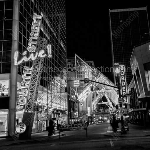 The Fourth Street Live Cityscape -- Louisville Black and White Wall Art