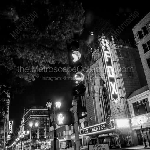 The Fox Theatre on Grand Ave at Night -- St Louis Black and White Wall Art