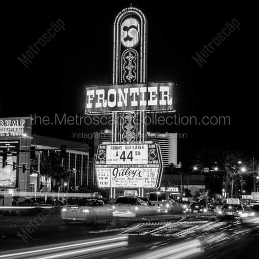 The Frontier Casino Sign -- Las Vegas Black and White Wall Art