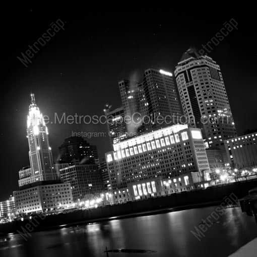 A Frozen Over Scioto River in Downtown Columbus -- Columbus Black and White Wall Art