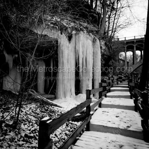 The Walkway near Lantermans Mill -- Youngstown Black and White Wall Art