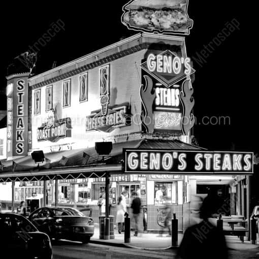 Joey Ventos Iconic Genos Steaks -- Philadelphia Black and White Wall Art