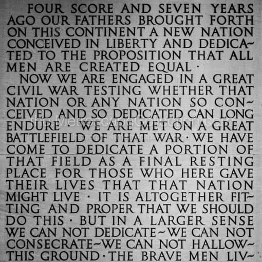 The Gettysburg Address in the Lincoln Memorial -- Washington DC Black and White Wall Art