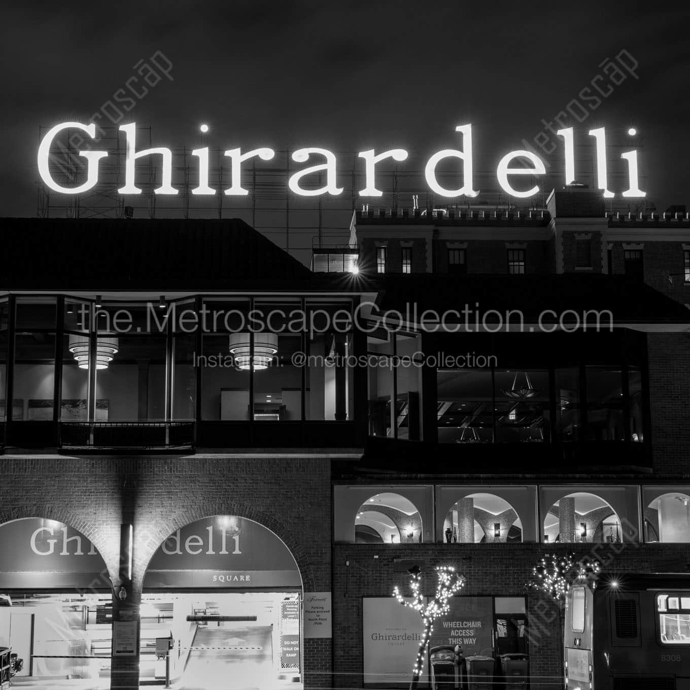Ghirardelli Square at Night Wall Art square crop