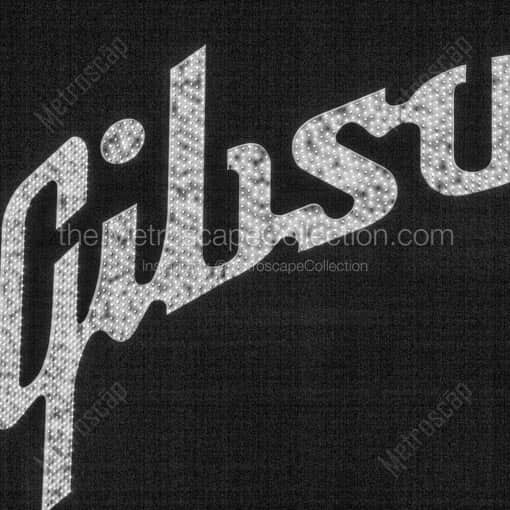 Close-up Shot of the Gibson Sign -- Memphis Black and White Wall Art