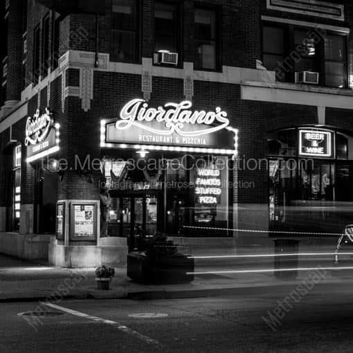 Giordano's World Famous Stuffed Pizza -- Chicago Black and White Wall Art