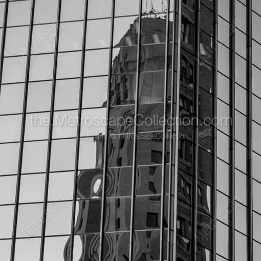 A Glass City Skyscraper Reflects in the Glass of Another Glass City Skyscraper -- Toledo Black and White Wall Art
