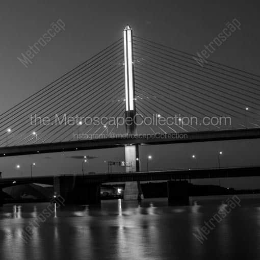 The Glass City Skyway Bridge -- Toledo Black and White Wall Art
