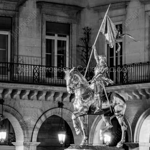 The Gold Joan of Arc Statue near the Louvre -- Paris Black and White Wall Art