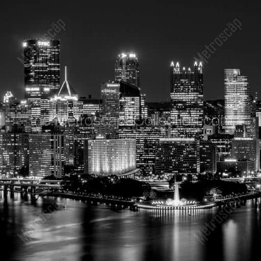 The Golden Triangle view of the Pittsburgh Skyline -- Pittsburgh Black and White Wall Art