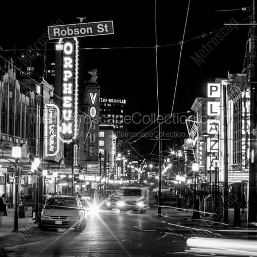 Granville Ave Through Downtown Vancouver -- Vancouver Black and White Wall Art