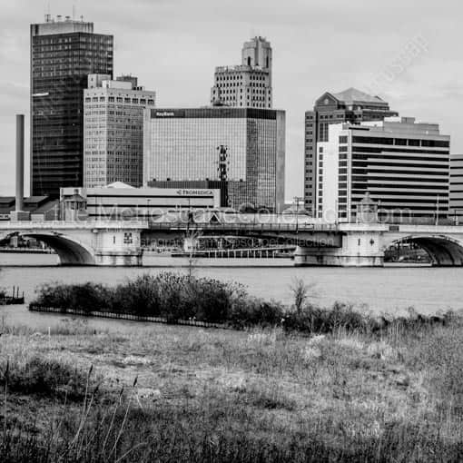 A Gray Daytime Toledo Skyline from the Northeast -- Toledo Black and White Wall Art