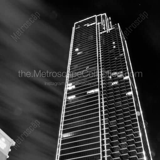 The Green Outline Building in Dallas -- Dallas Black and White Wall Art