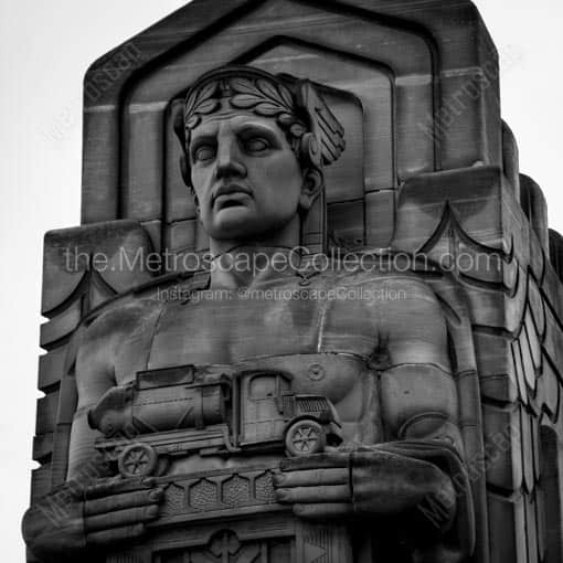 Loraine Carnegie Bridge Guardians of Transportation -- Cleveland Black and White Wall Art