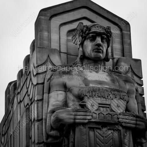 Loraine Carnegie Bridge Guardians of Transportation -- Cleveland Black and White Wall Art