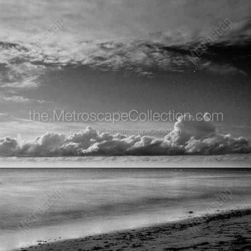 The Gulf of Mexico at Night -- St Petersburg Black and White Wall Art