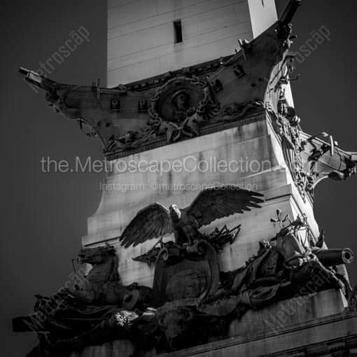 Gunships on the Soldiers and Sailors Monument -- Indianapolis Black and White Wall Art