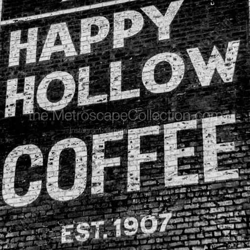 Happy Hollow Coffee Mural -- Omaha Black and White Wall Art