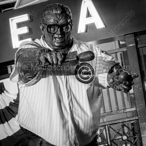 A Green Apple in the Harry Caray Statue during the 2016 World Series -- Chicago Black and White Wall Art