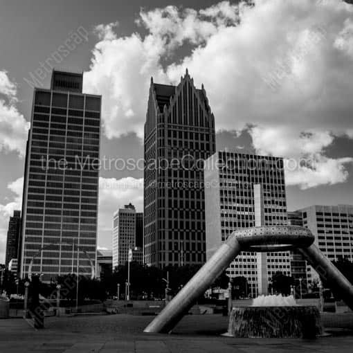 Hart Plaza -- Detroit Black and White Wall Art