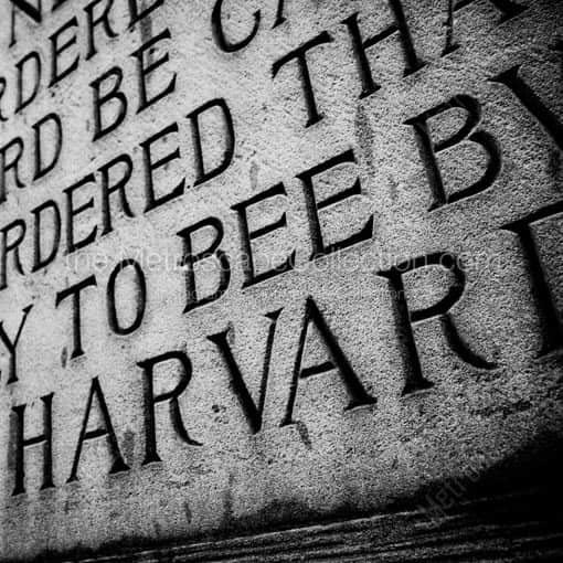 The Harvard Cornerstone Inscription -- Boston Black and White Wall Art