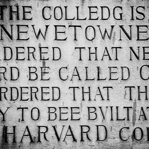 Harvard Dedication Inscription -- Boston Black and White Wall Art