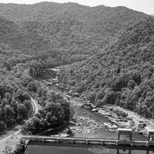 Hawks Nest Dam -- Charleston WV Black and White Wall Art