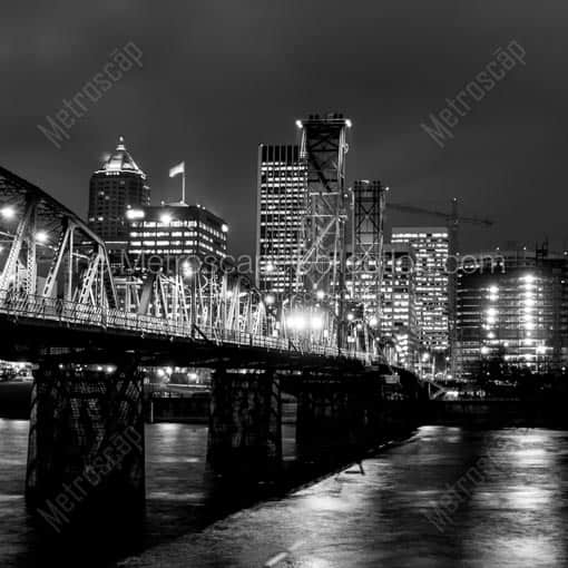 The Hawthorne Street Bridge -- Portland Black and White Wall Art