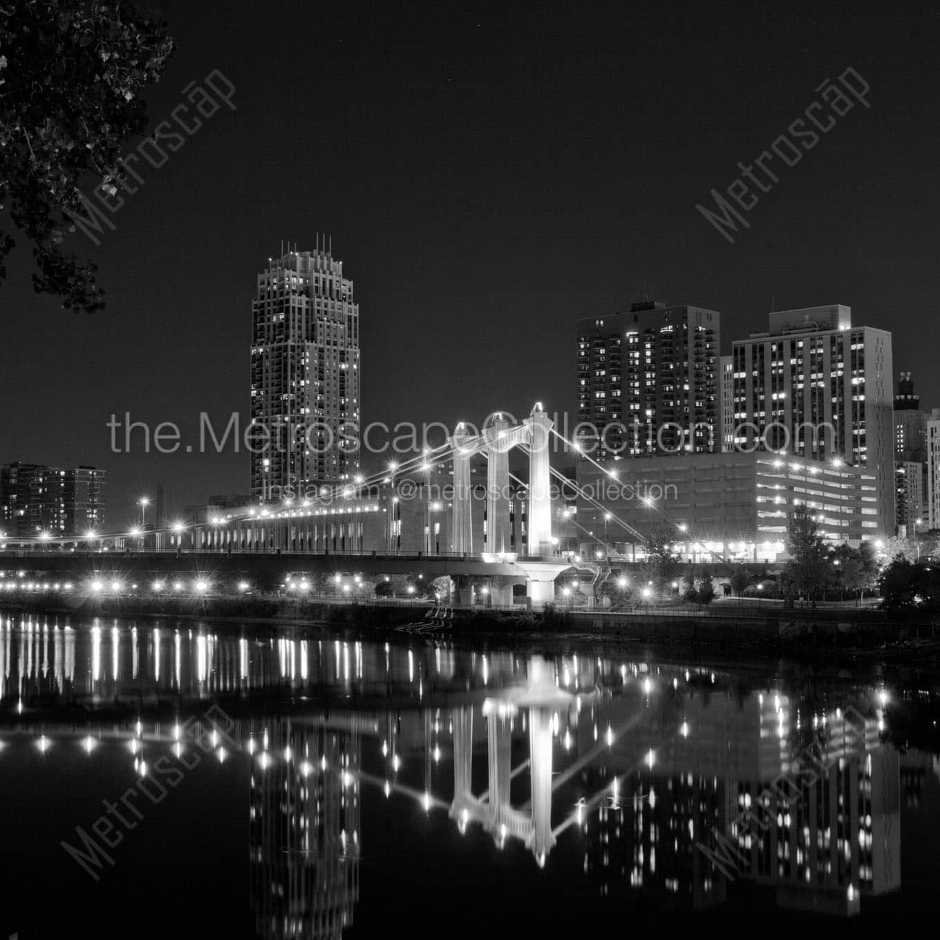 The Hennepin Ave Bridge Reflects in the Mississippi River Wall Art square crop