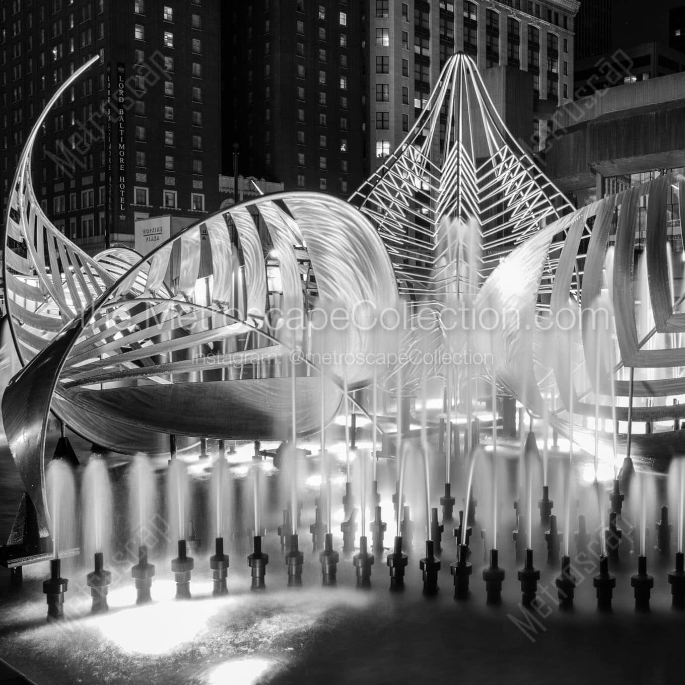 The Fountain in Hopkins Plaza Wall Art square crop