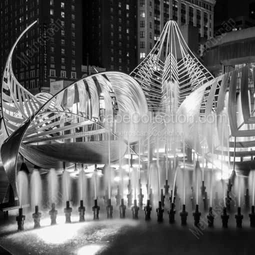 The Fountain in Hopkins Plaza -- Baltimore Black and White Wall Art