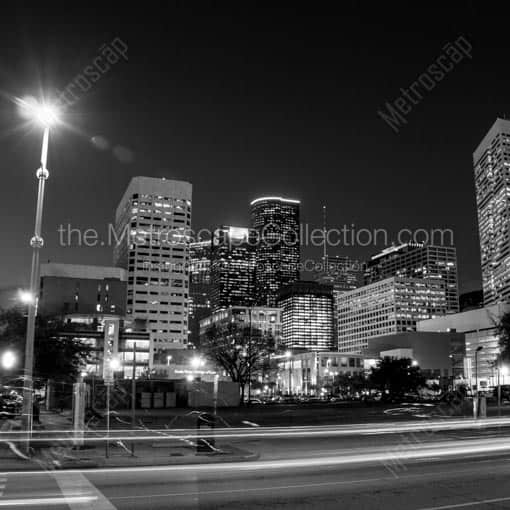 The Houston Skyline from Clay and La Branch -- Houston Black and White Wall Art