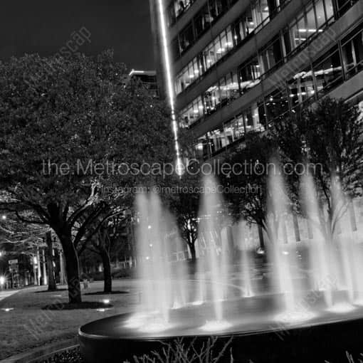 The Fountain Outside of the Hunt Building -- Dallas Black and White Wall Art