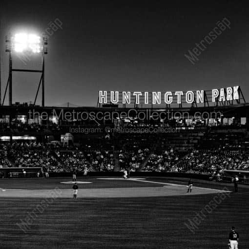 Huntington Park from the Left Field Bleachers -- Columbus Black and White Wall Art