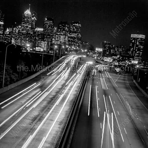 Interstate Cuts Through the Heart of Downtown Philadelphia -- Philadelphia Black and White Wall Art