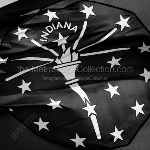 The Indiana Flag -- Indianapolis Black and White Wall Art