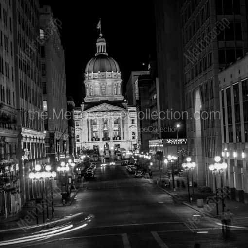 The Indiana State Capitol Building on an Angle -- Indianapolis Black and White Wall Art