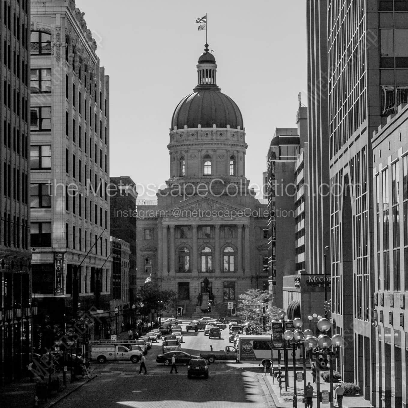 The Indiana Statehouse from the Soldiers and Sailors Monument Wall Art square crop