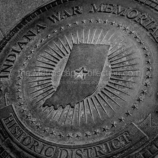 Indiana War Memorial Historic District Plate -- Indianapolis Black and White Wall Art