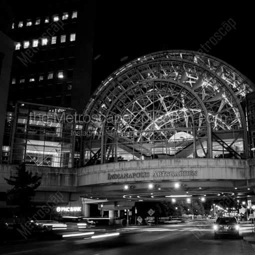 The Indianapolis Artsgarden over Washington Boulevard -- Indianapolis Black and White Wall Art