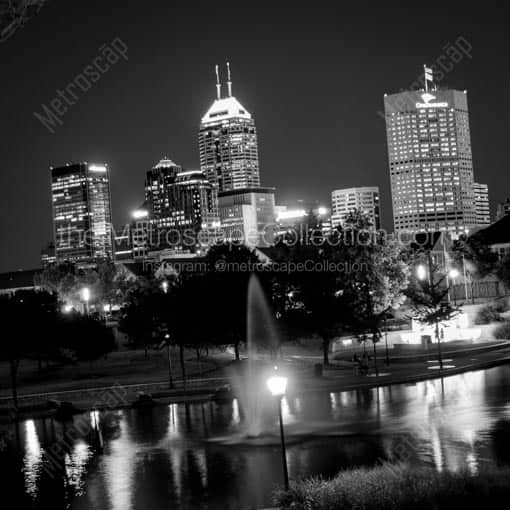 The Indy Skyline Tilted -- Indianapolis Black and White Wall Art