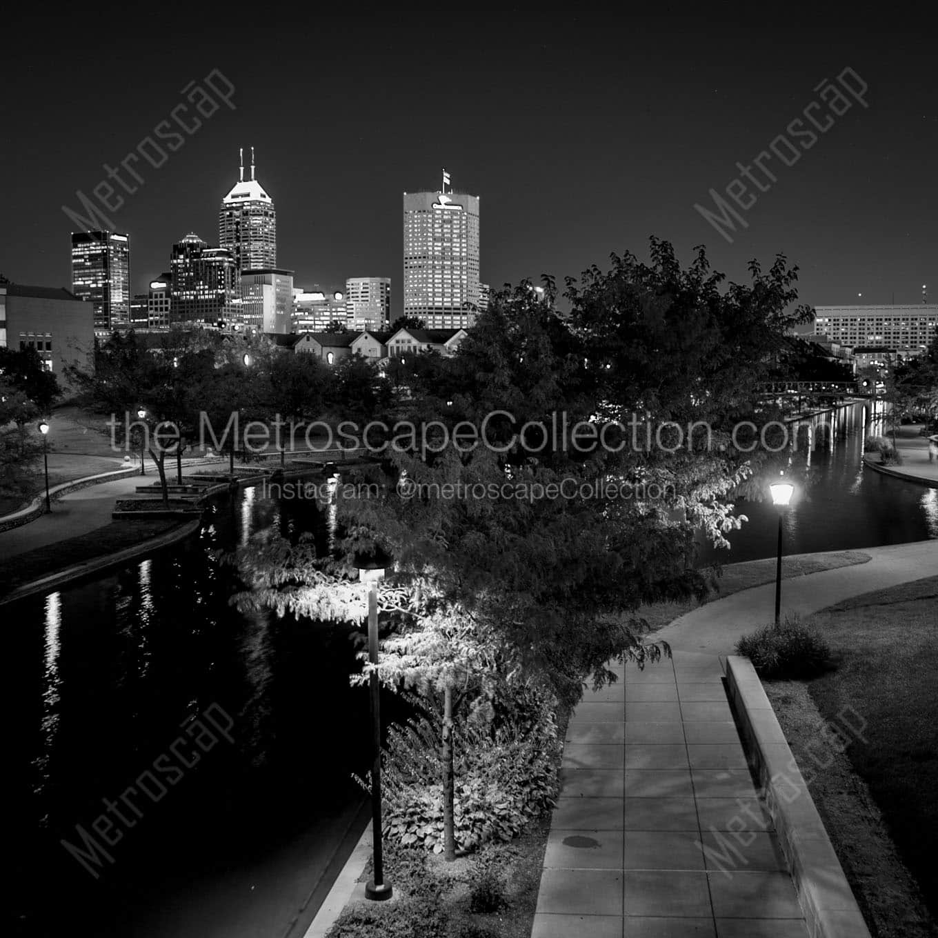 The Indianapolis Skyline from the St Clair Street Bridge Wall Art square crop