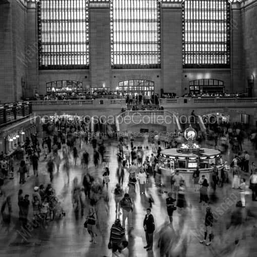 Inside Grand Central Terminal at Rush Hour -- New York City Black and White Wall Art