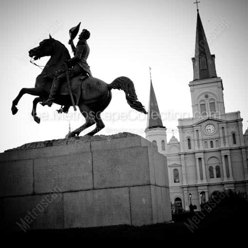 Jackson Square and St Louis Cathedral -- New Orleans Black and White Wall Art