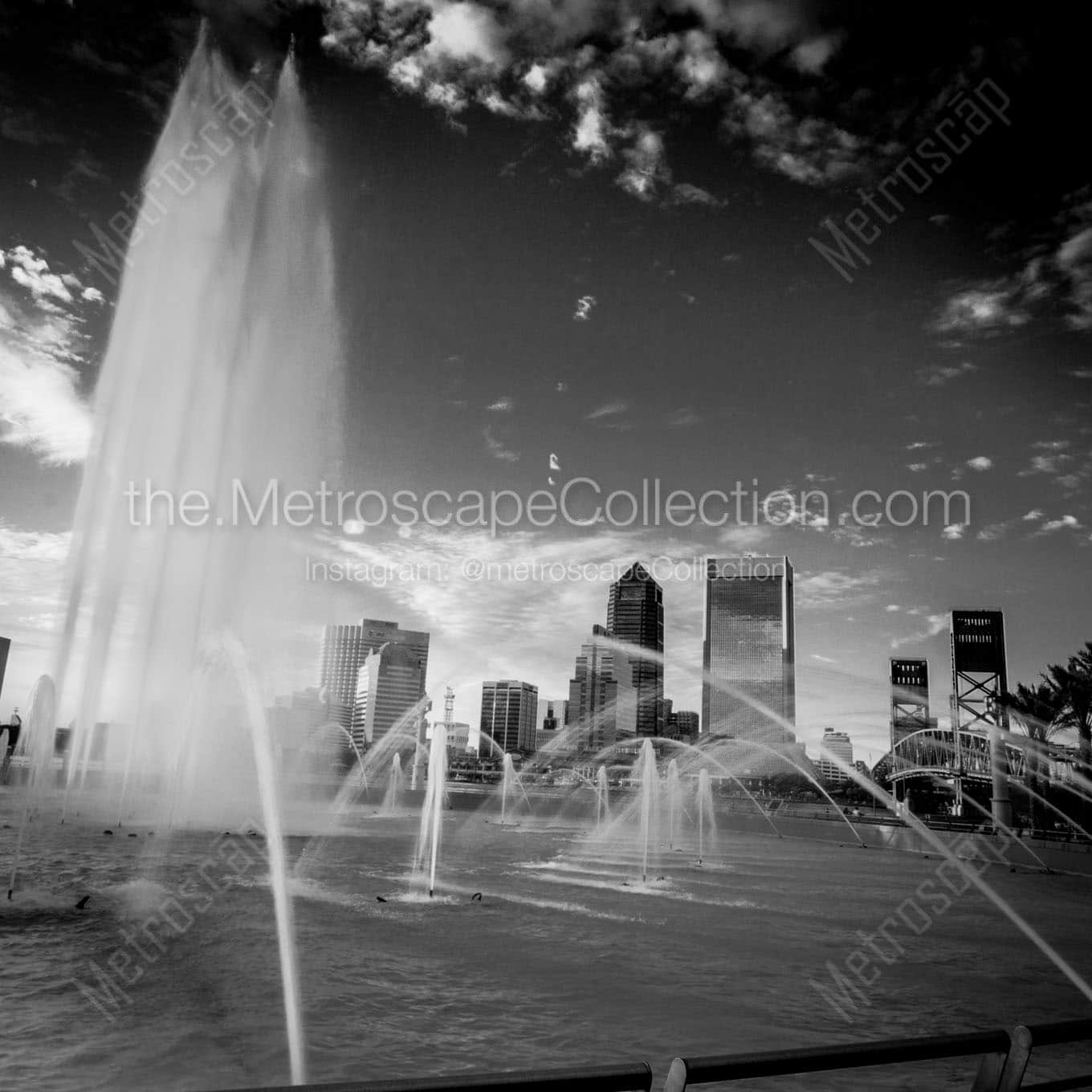 The Jacksonville Skyline and Friendship Fountain Wall Art square crop