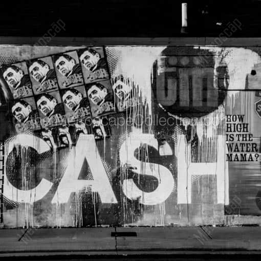The Johnny Cash Mural in Downtown Nashville -- Nashville Black and White Wall Art