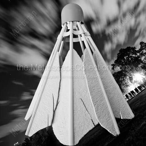 The KC Shuttlecock at Night -- Kansas City Black and White Wall Art