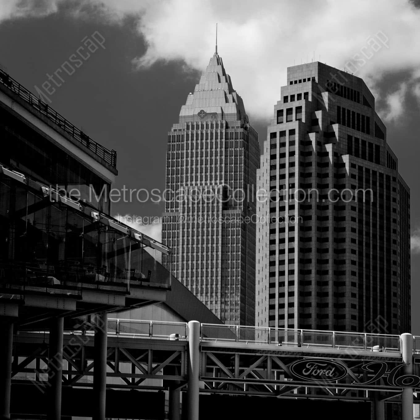 The Key Bank Building and 200 Public Square Building from Jacobs Field Wall Art square crop