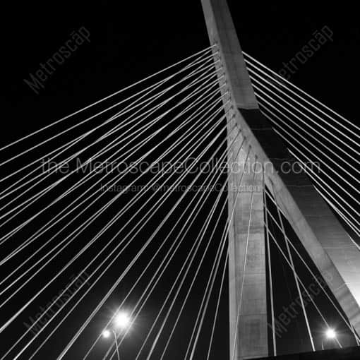 Leonard P. Zakim Bunker Hill Bridge -- Boston Black and White Wall Art