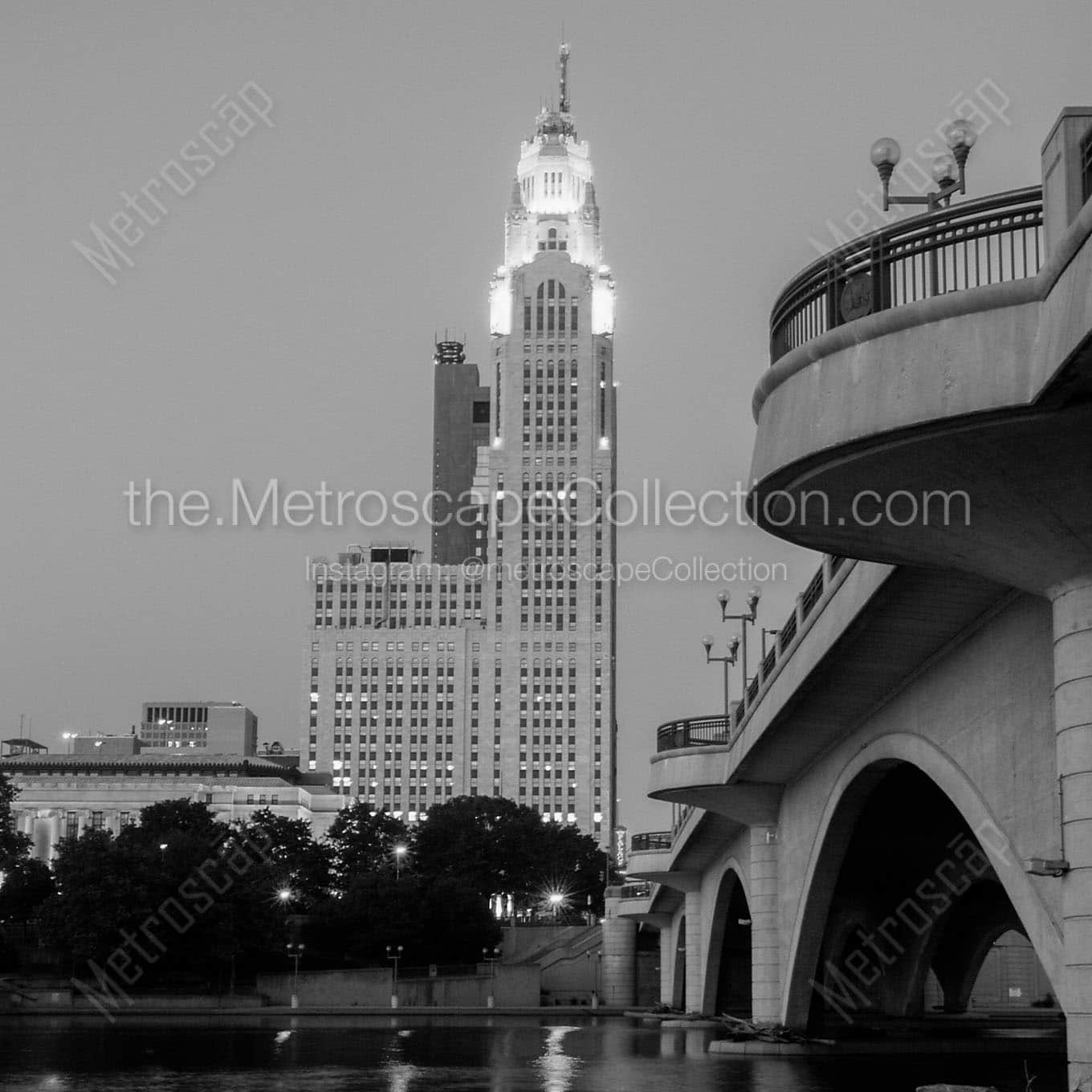 The LeVeque Tower and the Broad Street Bridge Wall Art square crop